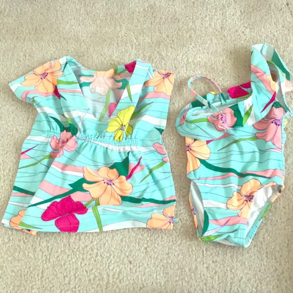 ruffle bathing suit with matching cover-up